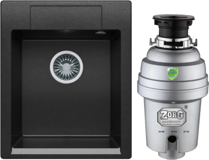 Комплект Мойка Polygran Argo 420 черная + Измельчитель Zorg Inox D