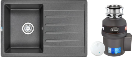Комплект Мойка Granula Standart 7602, графит + Измельчитель Bort Titan 9000