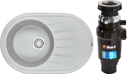 Комплект Мойка Granula Standart 7601, базальт + Измельчитель Bort Master Eco