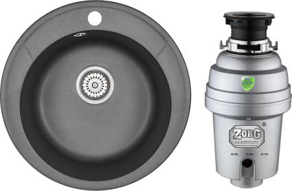 Комплект Мойка Granula Standart 4802, черный + Измельчитель Zorg Inox D