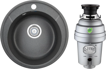Комплект Мойка Granula Standart 4802, графит + Измельчитель Zorg Inox D