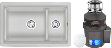 Комплект Мойка Granula Kitchen Space 7304U, арктик + Измельчитель Bort Titan 9000