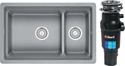Комплект Мойка Granula Kitchen Space 7304U, алюминиум + Измельчитель Bort Titan 7000