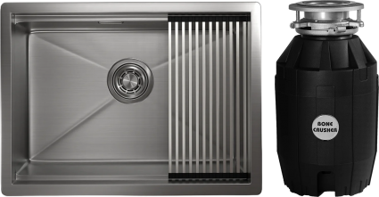 Комплект Мойка Granula Kitchen Space 6045U, сталь сатин + Измельчитель Bone Crusher BC 810-AS