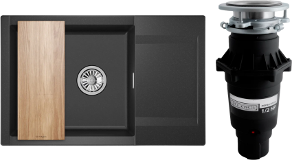 Комплект Мойка Granula Estetica 7807, черный + Измельчитель Bone Crusher BC 810-SL Slim Line