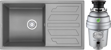 Комплект Мойка Granula 8601, алюминиум + Измельчитель Zorg Inox D