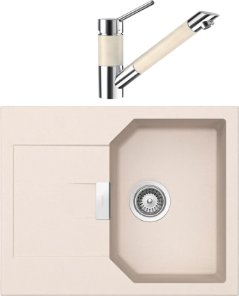 Комплект Мойка Schock Manhattan 40D Cristalite эверест + Смеситель Cristalite SC-200 эверест