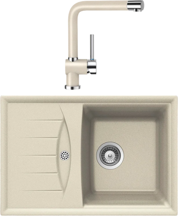Комплект Мойка Schock Genius 45D Small (D-100S) Cristalite эверест + Смеситель Cristalite Piega эверест