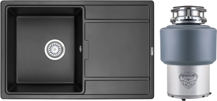 Комплект Мойка Granula 7804, турмалин + Измельчитель Status Premium 200
