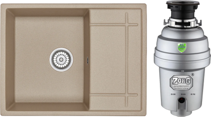 Комплект Мойка Granula 6501, песок + Измельчитель Zorg Inox D