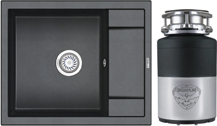 Комплект Мойка Granula 6002, шварц + Измельчитель Status Premium 100