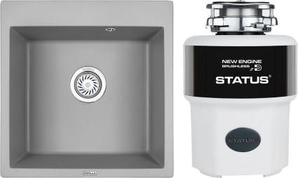 Комплект Мойка Granula 5102, алюминиум + Измельчитель Status Next 400