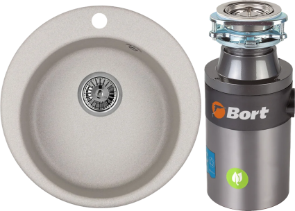 Комплект Мойка Granula 4801, базальт + Измельчитель Bort Titan 4000 Plus