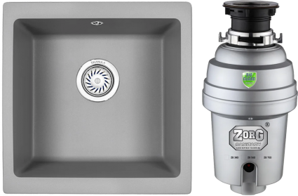 Комплект Мойка Granula 4451, алюминиум + Измельчитель Zorg Inox D