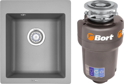 Комплект Мойка Granula 4201, алюминиум + Измельчитель Bort Titan Max Power FullControl