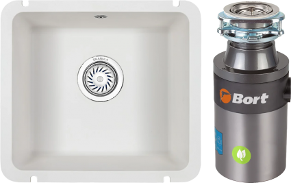 Комплект Мойка Granula 3601, арктик + Измельчитель Bort Titan 4000 Plus