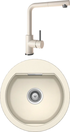 Комплект Мойка Schock Calypso 45 Cristadur магнолия + Смеситель Cristadur Napos-D выдвижной излив, магнолия