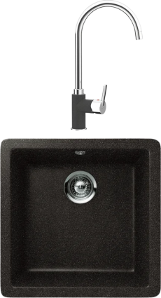 Комплект Мойка Schock Quadro 50 Cristalite оникс + Смеситель Cristalite Simi оникс
