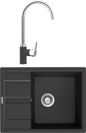 Комплект Мойка Schock Optima 50D Cristalite оникс + Смеситель Cristalite Simi оникс