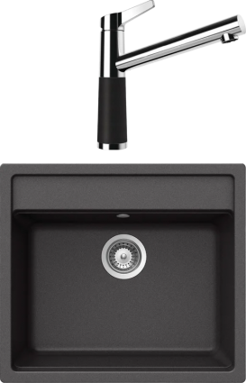 Комплект Мойка Schock Nemo 60 (N-100) Cristalite оникс + Смеситель Cristalite SC-510 оникс