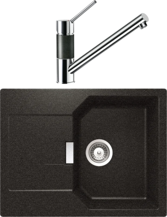 Комплект Мойка Schock Manhattan 45D Cristalite оникс + Смеситель Cristalite SC-50 оникс