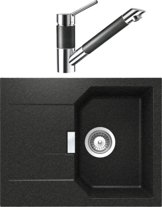 Комплект Мойка Schock Manhattan 40D Cristalite оникс + Смеситель Cristalite SC-200 оникс