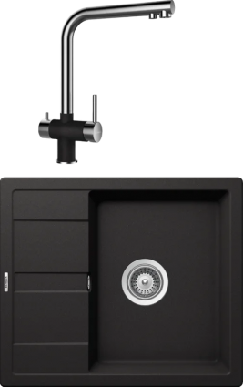 Комплект Мойка Schock Optima 45D Cristalite неро + Смеситель Cristalite Vitus неро