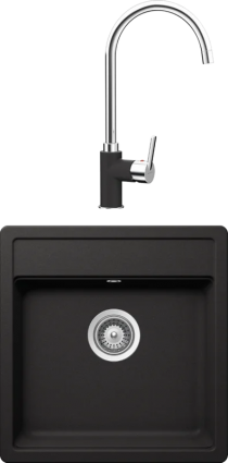 Комплект Мойка Schock Nemo 50 (N-100S) Cristalite неро + Смеситель Cristalite Simi неро