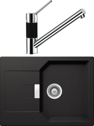 Комплект Мойка Schock Manhattan 45D Cristalite неро + Смеситель Cristalite SC-50 неро