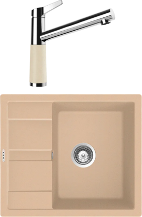 Комплект Мойка Schock Optima 45D Cristalite лунный камень + Смеситель Cristalite SC-510 лунный камень
