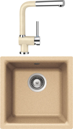 Комплект Мойка Schock Euro 40 (N-100) Cristalite лунный камень + Смеситель Cristalite Piega-D выдвижной излив, лунный камень