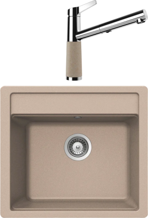 Комплект Мойка Schock Nemo 60 (N-100) Cristalite саббиа + Смеситель Cristalite SC-510-D выдвижной излив, саббиа