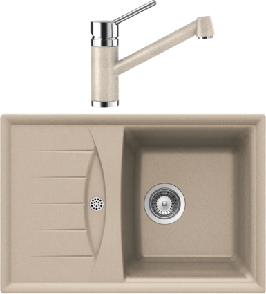 Комплект Мойка Schock Genius 45D Small (D-100S) Cristalite саббиа + Смеситель Cristalite Pila саббиа