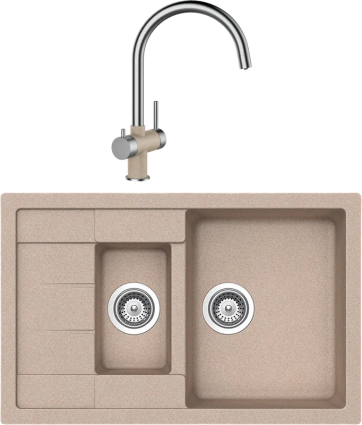 Комплект Мойка Schock Aster 60D Cristalite саббиа + Смеситель Cristalite Ares саббиа
