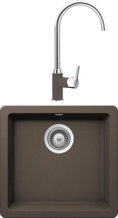 Комплект Мойка Schock Quadro 700513U 50 Cristalite мокка + Смеситель Cristalite Simi мокка