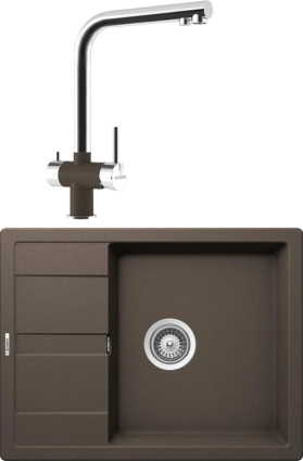 Комплект Мойка Schock Optima 50D Cristalite мокка + Смеситель Cristalite Vitus мокка