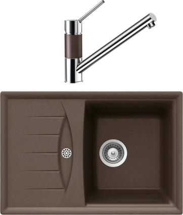 Комплект Мойка Schock Genius 45D Small (D-100S) Cristalite мокка + Смеситель Cristalite SC-50 мокка
