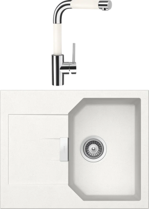 Комплект Мойка Schock Manhattan 40D Cristalite альпина + Смеситель Cristalite SC-300 альпина