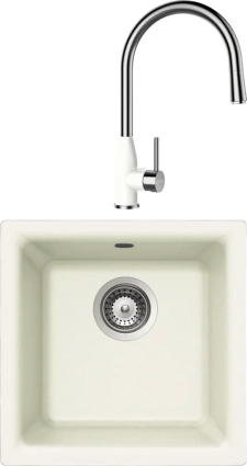 Комплект Мойка Schock Euro 40 (N-100) Cristalite альпина + Смеситель Cristalite Kavus-D выдвижной излив, альпина