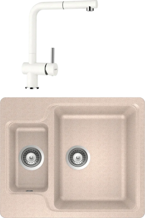 Комплект Мойка Schock Cambridge 60 Cristalite альпина + Смеситель Cristalite Epos-D выдвижной излив, альпина