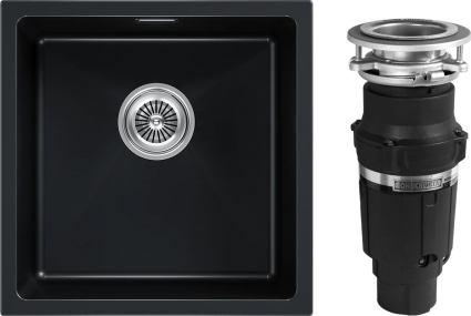Комплект Мойка Paulmark Lumi LU45-BLM черный металлик + Измельчитель Bone Crusher BC 610-AS