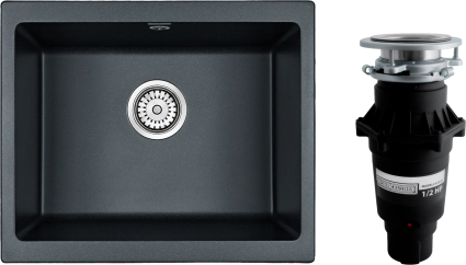 Комплект Мойка Paulmark Gera 60 PM205546-BLM черный металлик + Измельчитель Bone Crusher BC 810-SL Slim Line