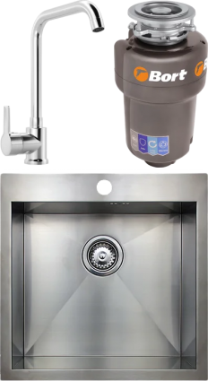 Комплект Мойка Seaman Eco Marino SMV-Z-510 + Смеситель MEGA Ege MG-PL10 хром + Измельчитель Bort Titan 5000