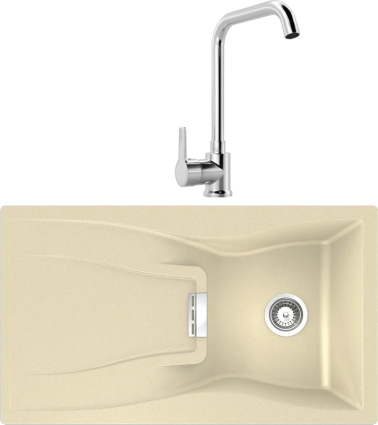 Комплект Мойка Schock Waterfall 45D (D-100) Cristadur аворио + Смеситель MEGA Ege MG-PL10 хром
