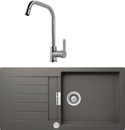 Комплект Мойка Schock Signus 60D Large (D-100L) Cristadur серебристый камень + Смеситель MEGA City MG- ZRV104 хром