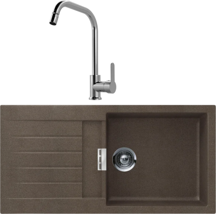 Комплект Мойка Schock Signus 60D Large (D-100L) Cristadur бронза + Смеситель MEGA City MG- ZRV104 хром