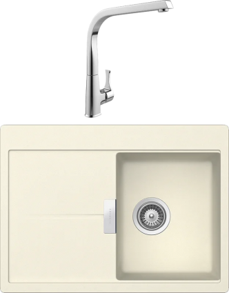 Комплект Мойка Schock Horizont 700834F 40D Small Cristadur магнолия, интегрированная + Смеситель MEGA Mega