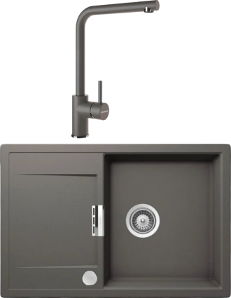 Комплект Мойка Schock Eton 50D Cristadur серебристый камень + Смеситель Cristadur Napos серебристый камень