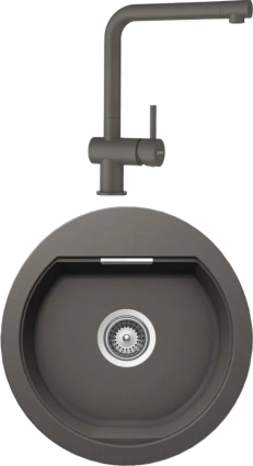 Комплект Мойка Schock Calypso 45 Cristadur серебристый камень + Смеситель Cristadur Epos full color серебристый камень