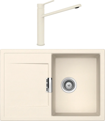 Комплект Мойка Schock Eton 45D Cristadur магнолия + Смеситель Cristadur Papilio магнолия